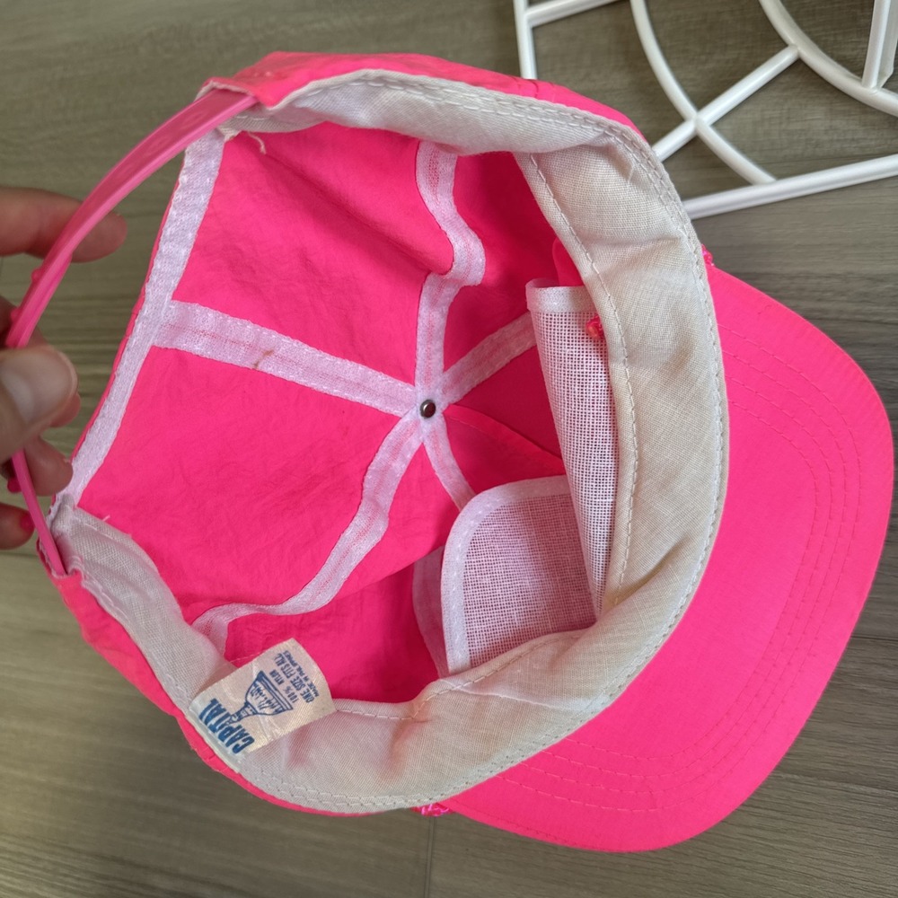 Vintage Doo Woo A-Doo Diner Neon Pink Rope Nylon Hat Made By Capital - Picture 7 of 9